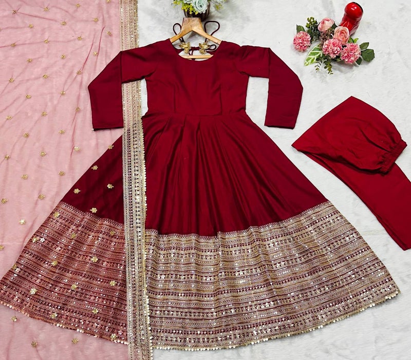 Malishka Export Maroon Anarkali Salwar Suit for Women - Image 2